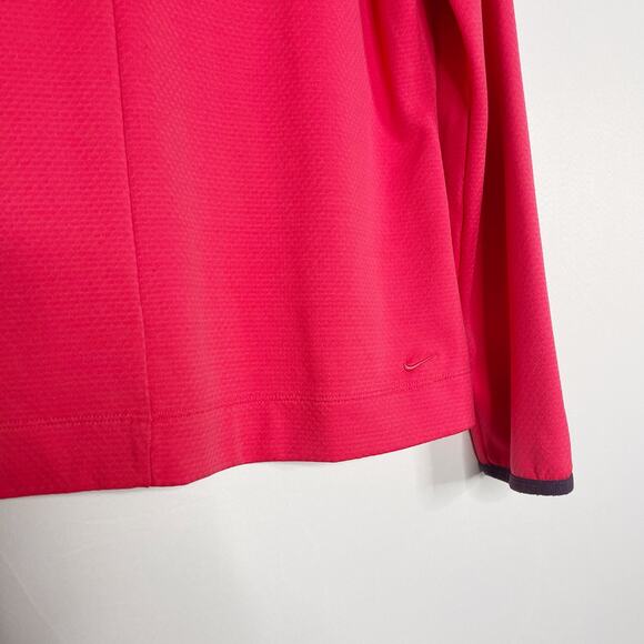 Nike Boys Large 12-14 Pink Long Sleeve 1/4 Zip Pullover Golf Fit Dry Textured - Picture 4 of 10